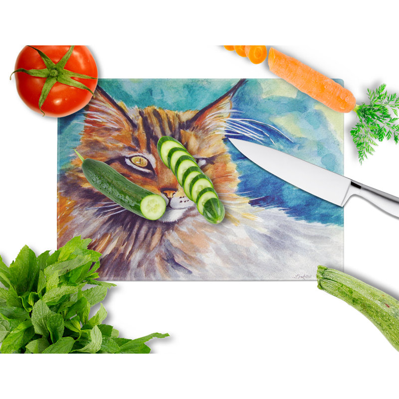 Caroline en verre trempé en verre trempé coon pour chat à l’aide de votre planche à découper