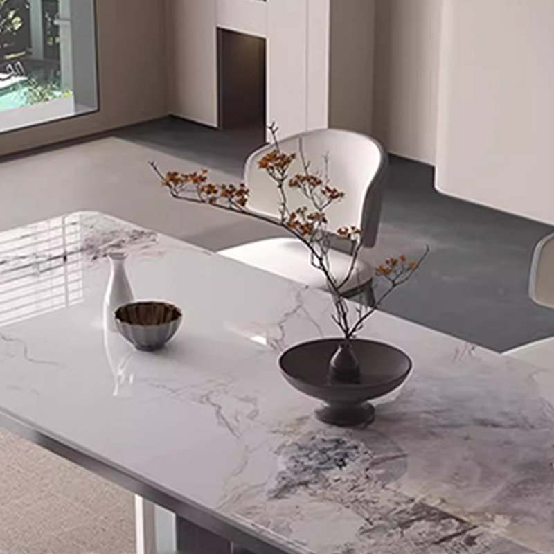 Table et chaise rectangulaire haut de gamme et minimaliste, Blanc / Gris, H 29,5 po x L 62,9 po x l 33,4 po
