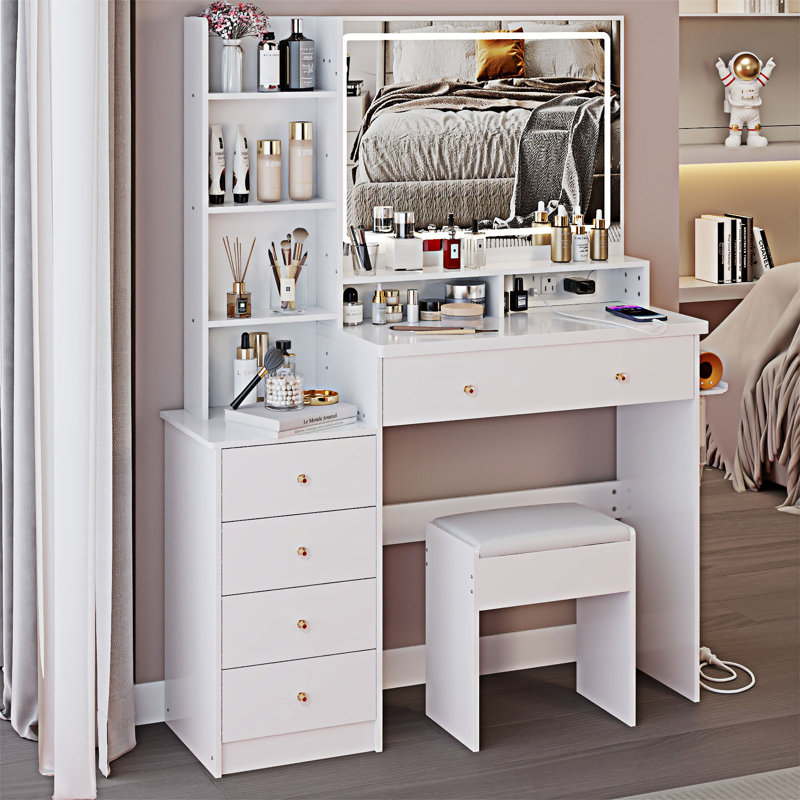 Ensemble de coiffeuse maquillage, Blanc