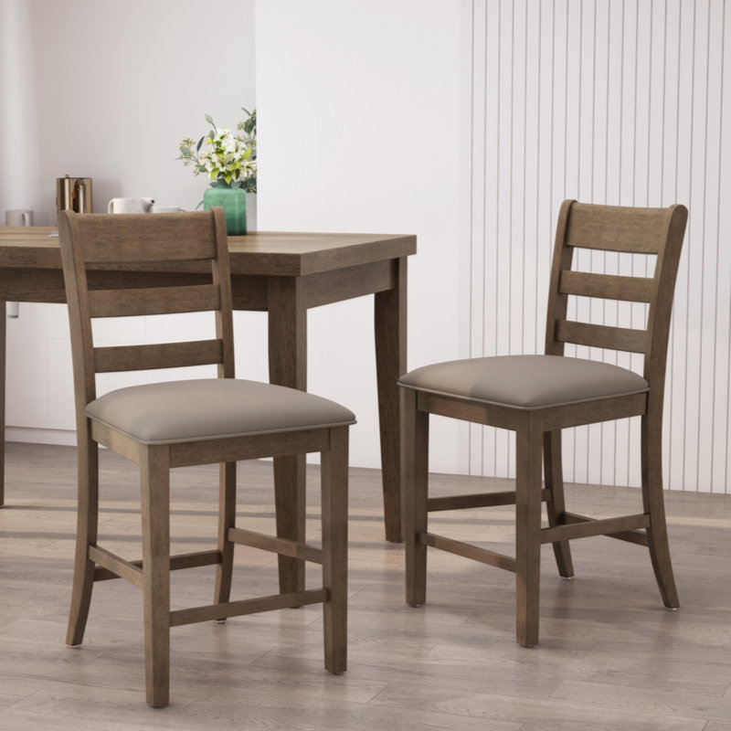 Ensemble de 2 tabourets de comptoir en bois rembourrés Farmhouse
