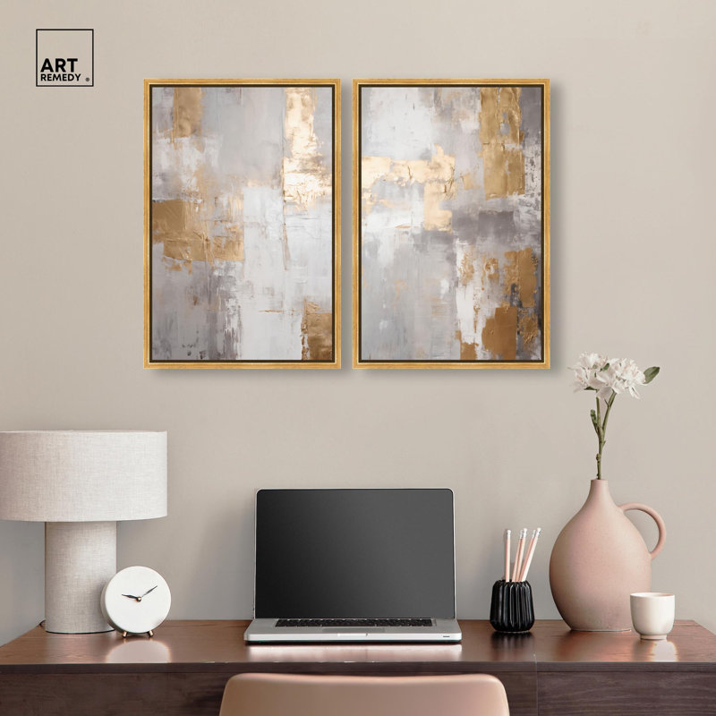 Tranquility Gold Art , 25" H x 17" W, Impression dans un cadre flottant sans passe-parto, Gold