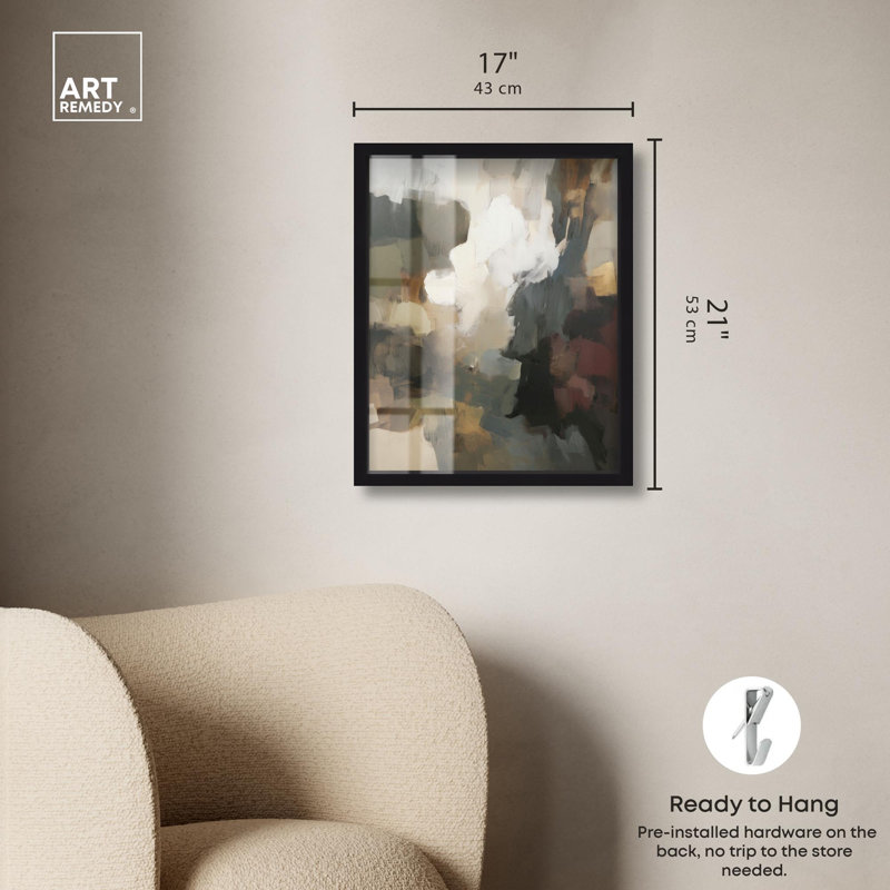 «Mute Tones III Boho Art Shadowbox» par Art Remedy, H 21 po x l 17 po, Noir