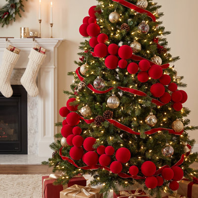 48" Shatterproof Flocked Ball Garland