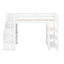 Lit mezzanine simple avec tablettes, escalier de rangement, petite armoire et DEL-121303206
