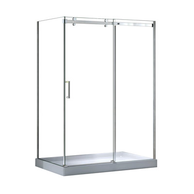 Ensemble de porte et panneau de douche chromé 60 po x 32 po