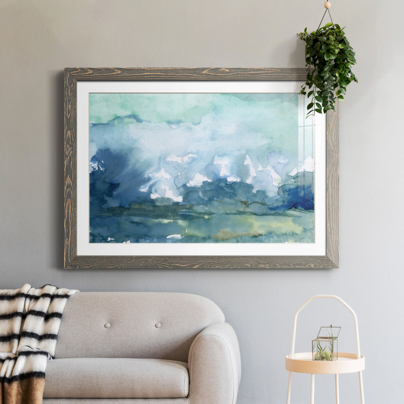 Pluie lointaine - Peinture encadrée, Gris, H 31,5 po x l 23,5 po x P 1,5 po, Blanc