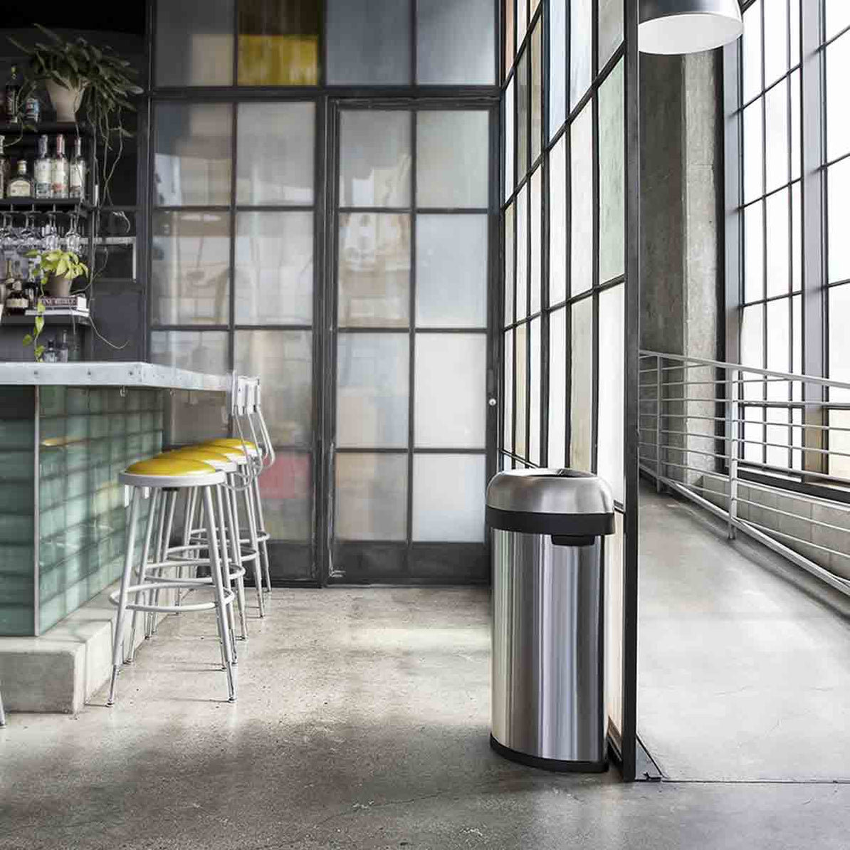 simplehuman 15.9gal Commercial Open Can, Brushed