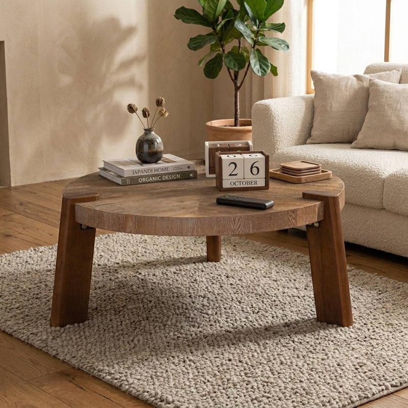36.5" Rustic Round Coffee Table