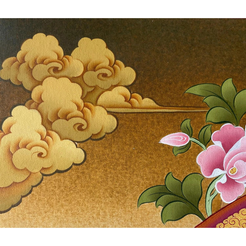 Manjushree Thangka (Thangka sans brocart) | Acrylique sur toile