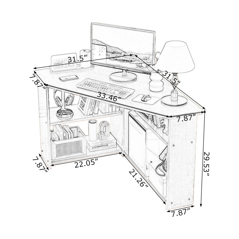 Bureaux en bois massif Free Form, Burlywood, H 29,53 po x l 33,46 po x P 31,5 po