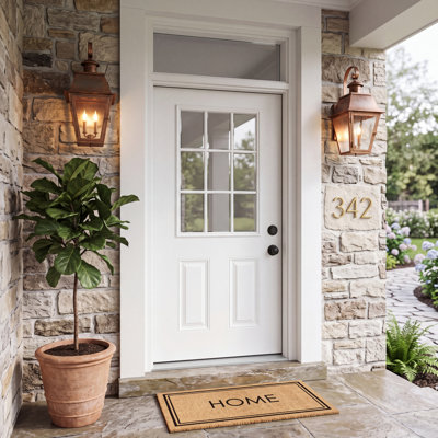 9-Lite Fiberglass Entry Door with Low-E Glass, Primed Wood Grain Front Door, 4-9/16 in. Frame