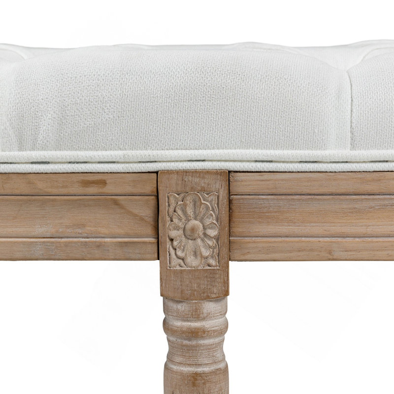 Banc de chambre rembourré 46 po, blanc, crème