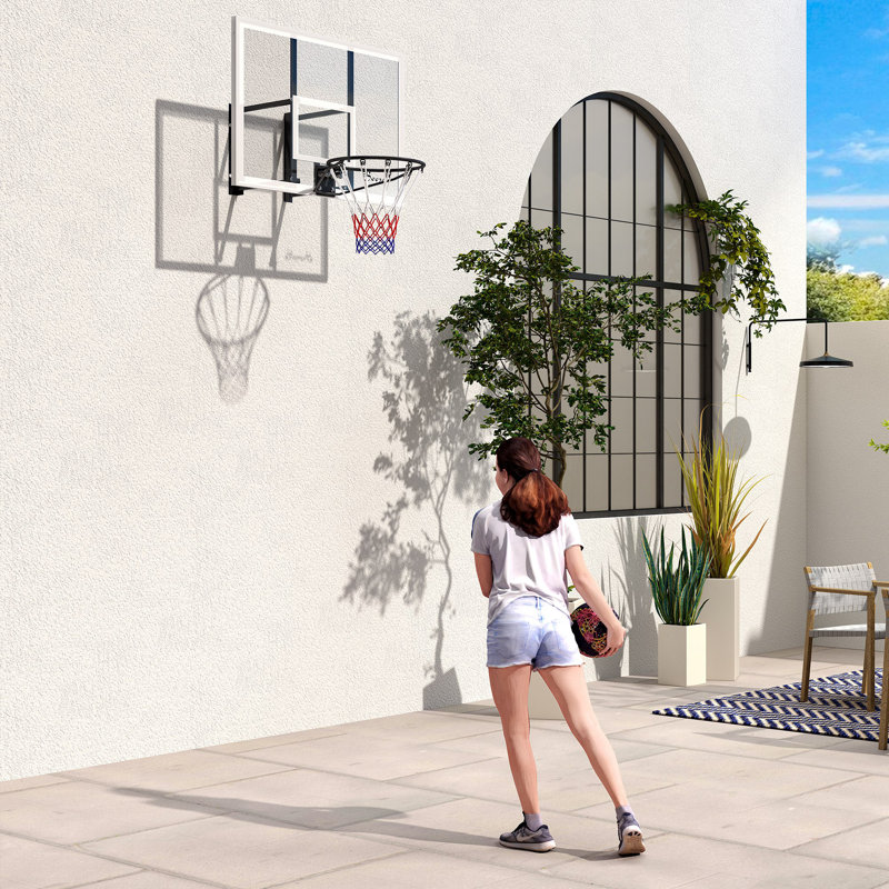 Panier de basket mural avec panneau incassable, blanc