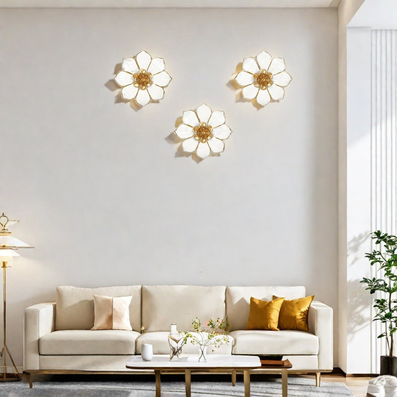 Metal Flowers Wall Decor Hanging 3 Pcs, White
