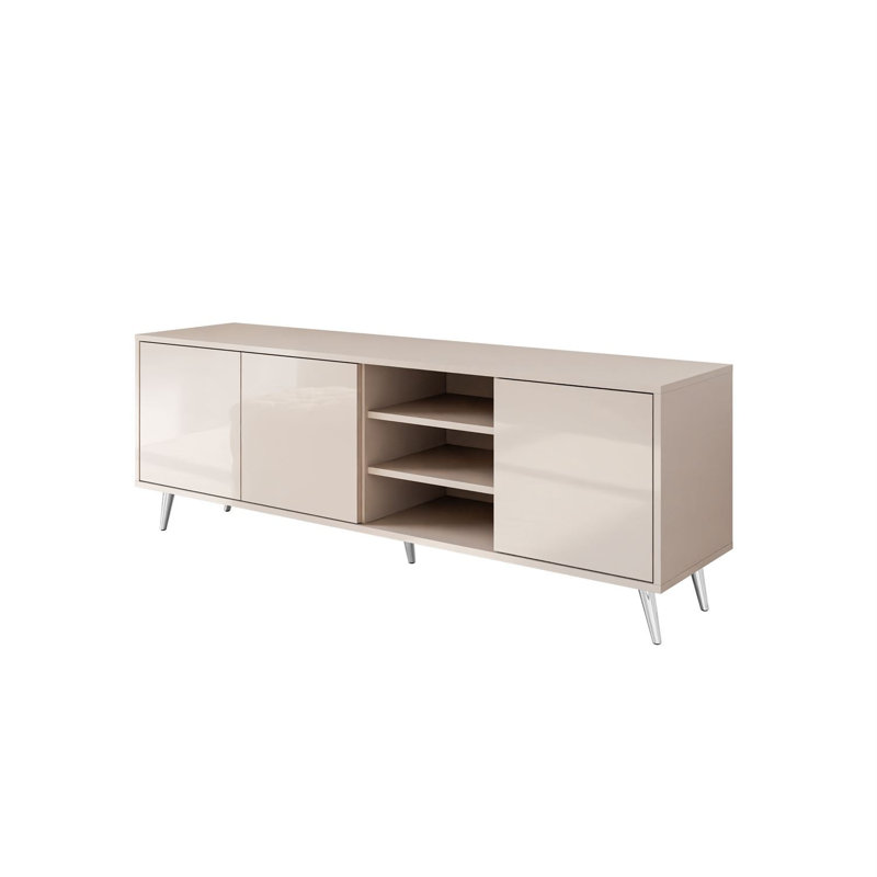Unfinished TV Stand for TVs up to 49", Cashmire Gloss/Silver