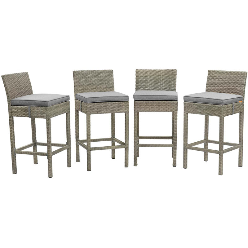 Ensemble de 4 tabourets de bar Conduit, Velours gris pâle, Gris