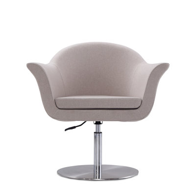 Voyager Modern Woven Blend Upholstered Metal Swivel Armchair in Barley