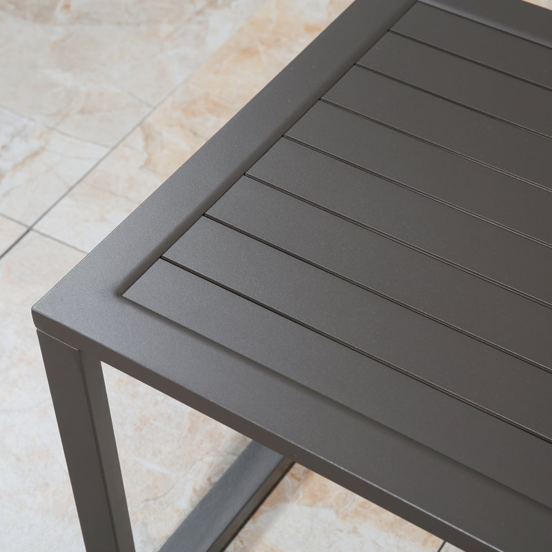 Table d'appoint en aluminium 19,7 po x 19,7 po Allijah Patio, Taupe