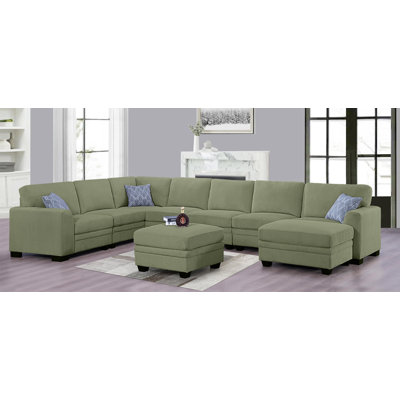 Keshvi Upholstered Compression U-Shaped Sectional Reversible