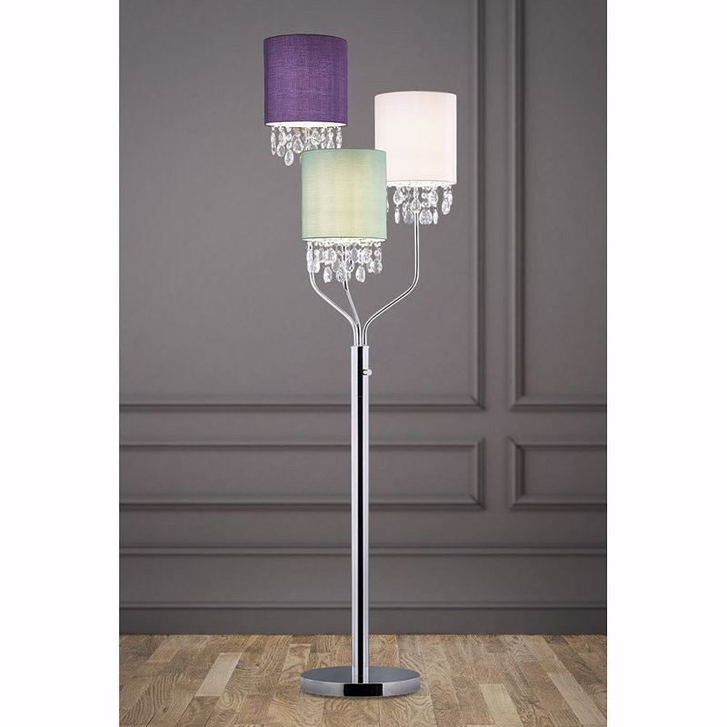 Mannford 68 " Chrome Tree Floor Lamp, Purple/ Green/White