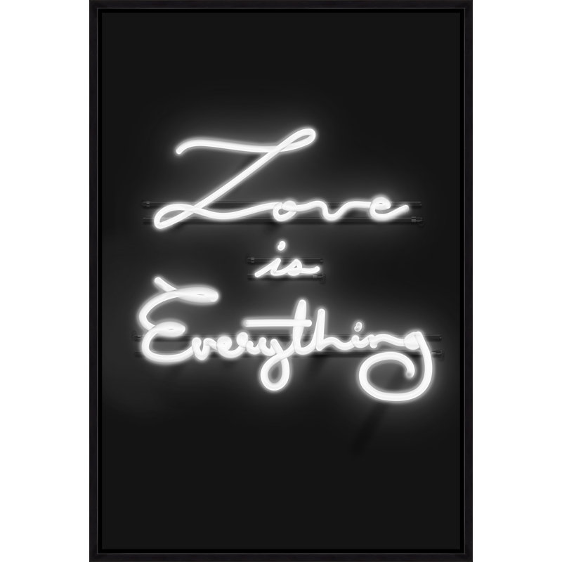 Art textuel sur toile, "Neon Love Is Everything II" par David Brown, Image au gel brossé, H 46,75 po x l 31,75 po
