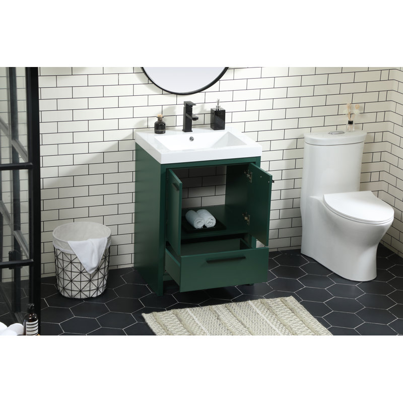 Southmead 24.02'' Single Bathroom Vanity with Resin Top, Green