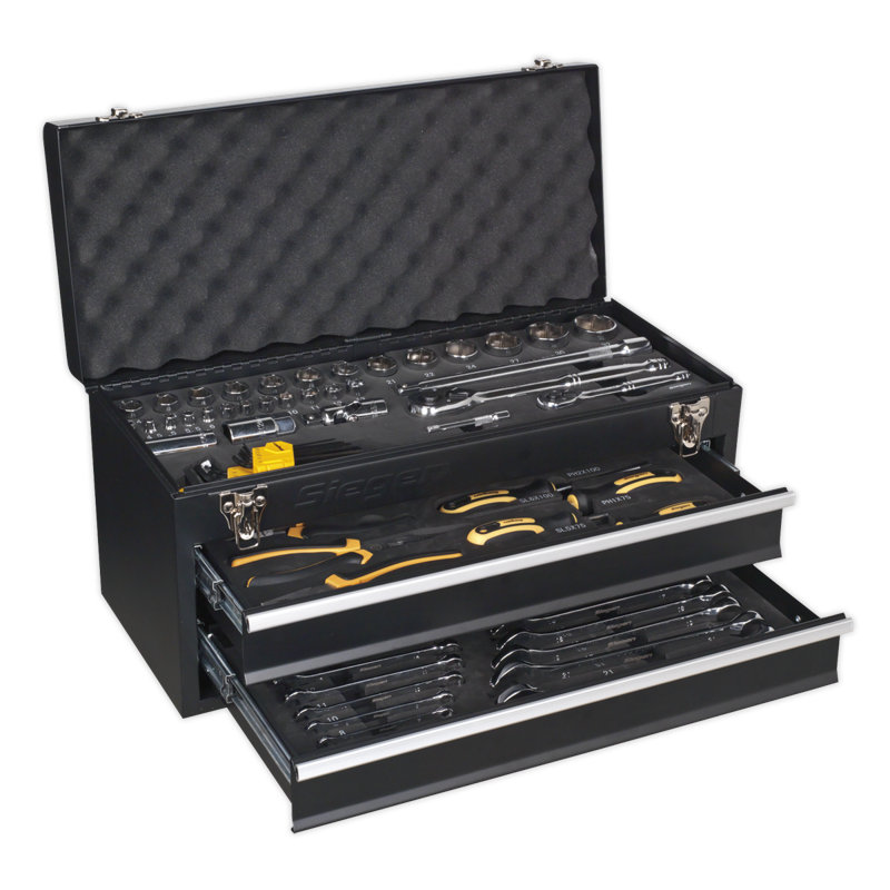 10.08" H x 20.39" W x 9.37" D Portable Tool Chest with 90 Piece Tool Kit