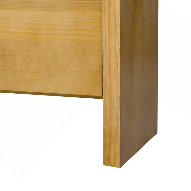 Buffet 60 po 4 portes, placage de bois massif minimaliste moderne avec tablette ouverte, grain de bois naturel, console de rangement grande capacité (naturel)