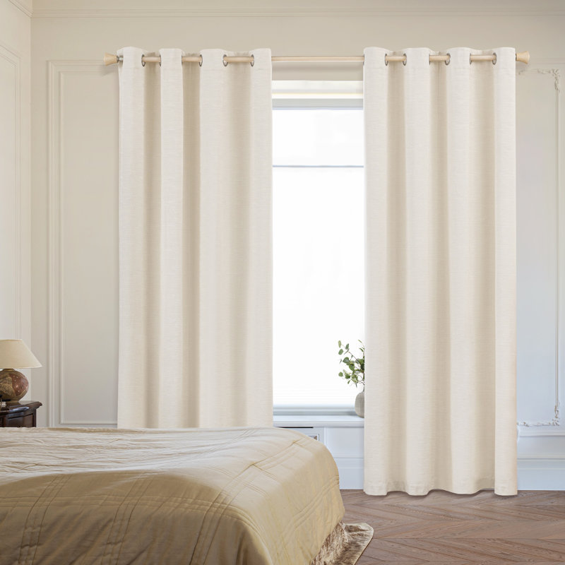Paire de rideaux occultant en mélange de coton avec œillets Diaan (ensemble de 2), Crème, L 52 po x L 108 po