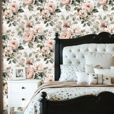 Papier auto-adhésif à peler et à coller, papier peint à motif floral élégant, transparent, auto-adhésif et amovible 24 po x 118 po (60 x 300 cm)