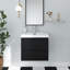 23,6 po X P 19,7 po P x 22,4 po Meuble-lavabo mural simple H noir avec plateau en résine blanche