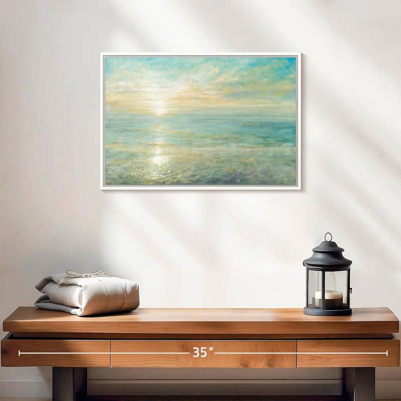 Lever de soleil, Cadre flottant blanc, 19 po x 13 po