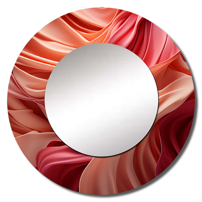 Corail coloré Wonder Wave - miroir mural décoratif bord de mer, miroir rond corail, impression d'art en métal, 23 po x 23 po