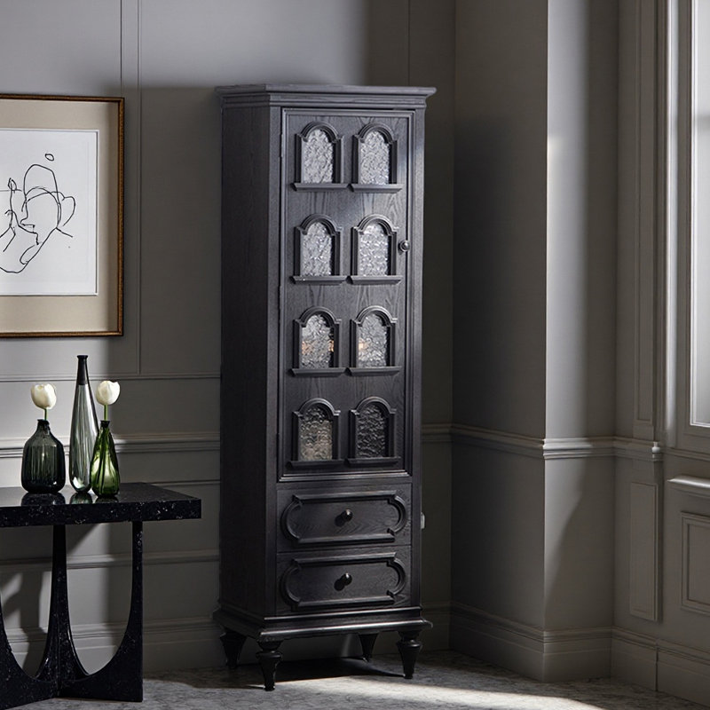 Armoire sur pied en bois massif noir