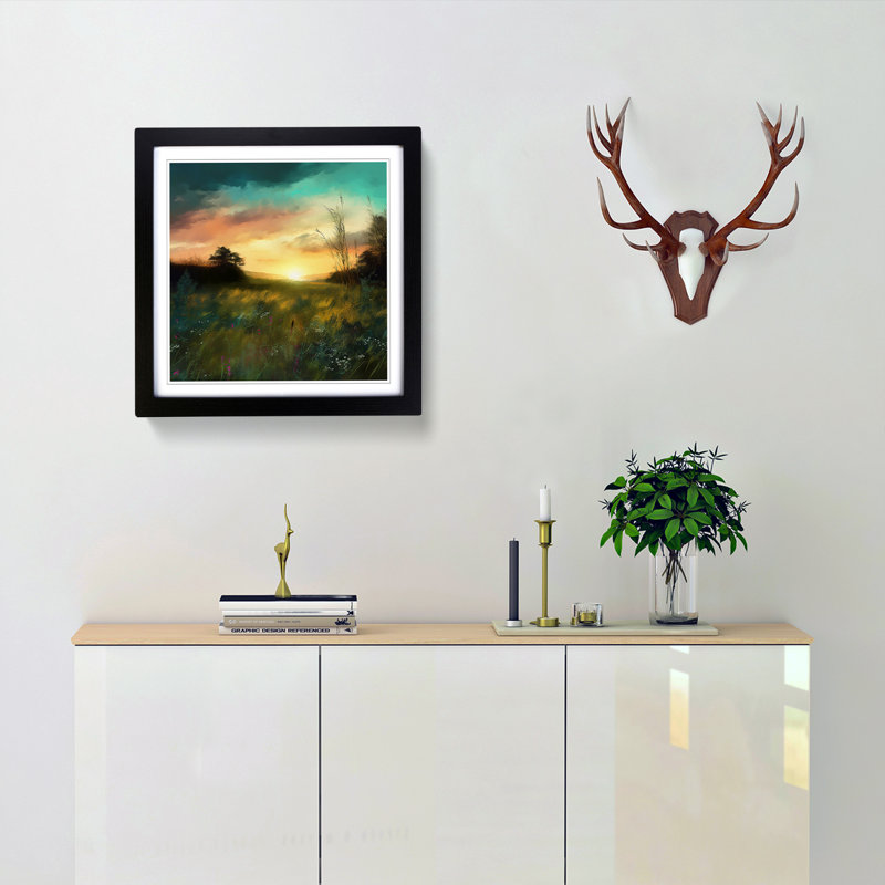 Meadow Digital Art No.2 - Framed Print, Black
