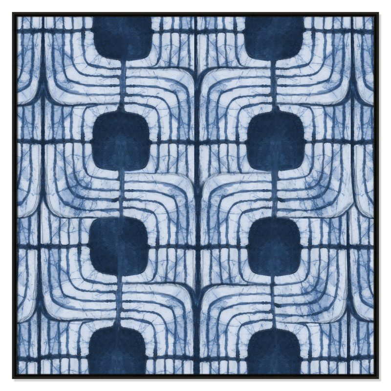«Blu Batik II» par Emma Peal, H 46,5 po x l 46,5 po, Espresso