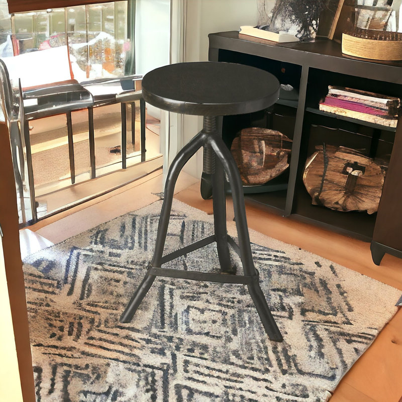 Kristalee Black Iron Backless Adjustable Height Bar Chair