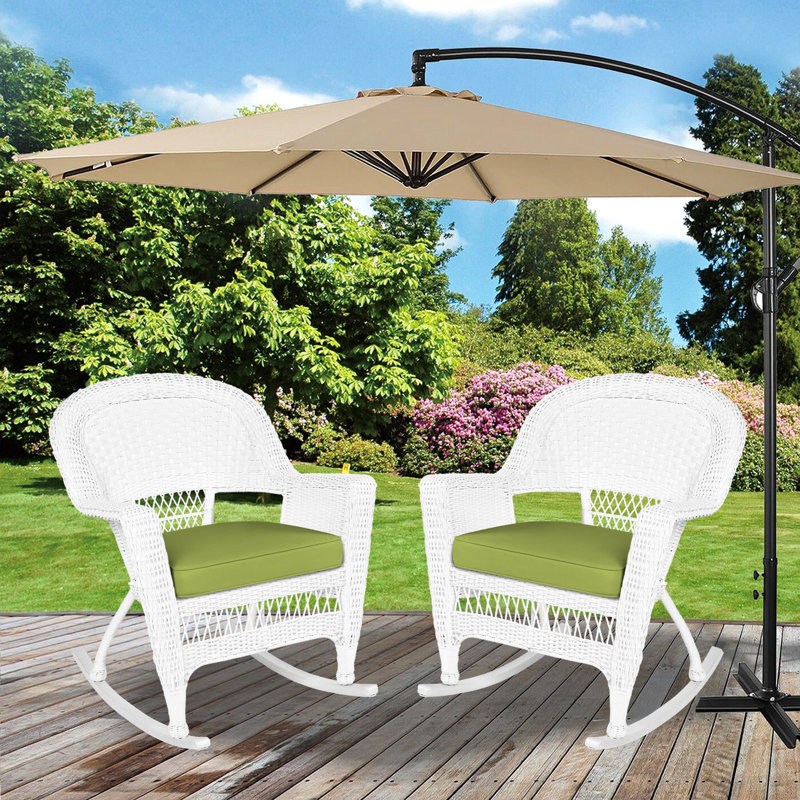 Chaise berçante en osier Raenesha, Blanc, Vert