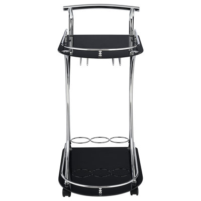 Allen Chrome 2-Tier Glass Shelf Metal Bar Cart by Wrought Studio