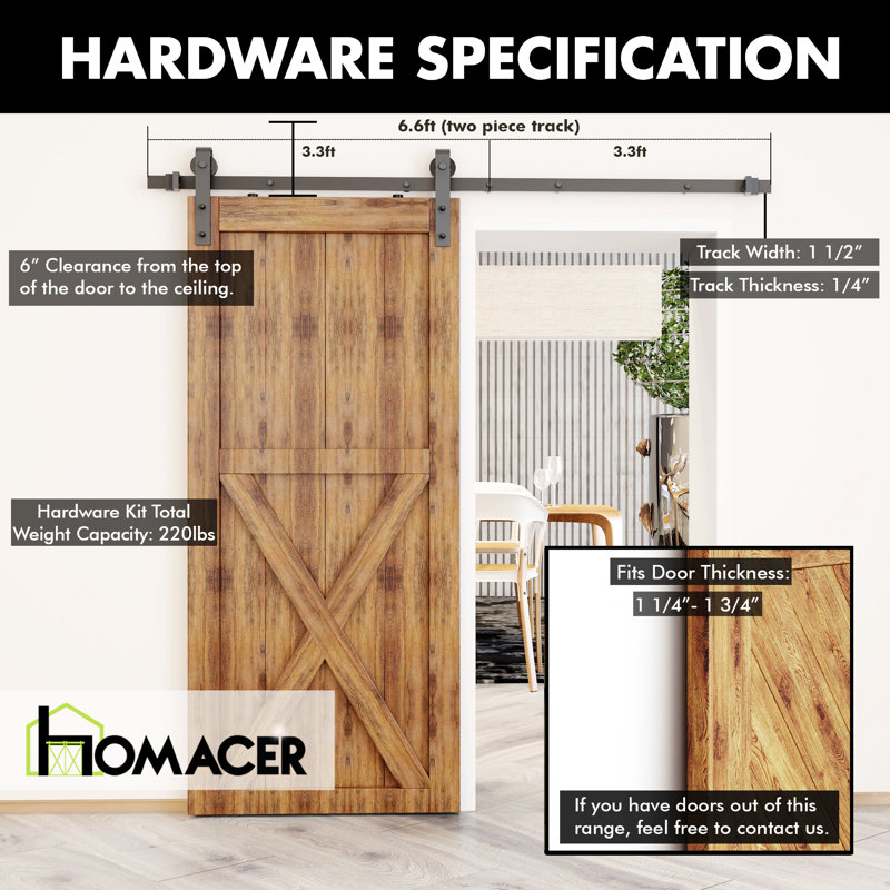 Black Rustic Single Track Bypass Sliding Barn Door Kit