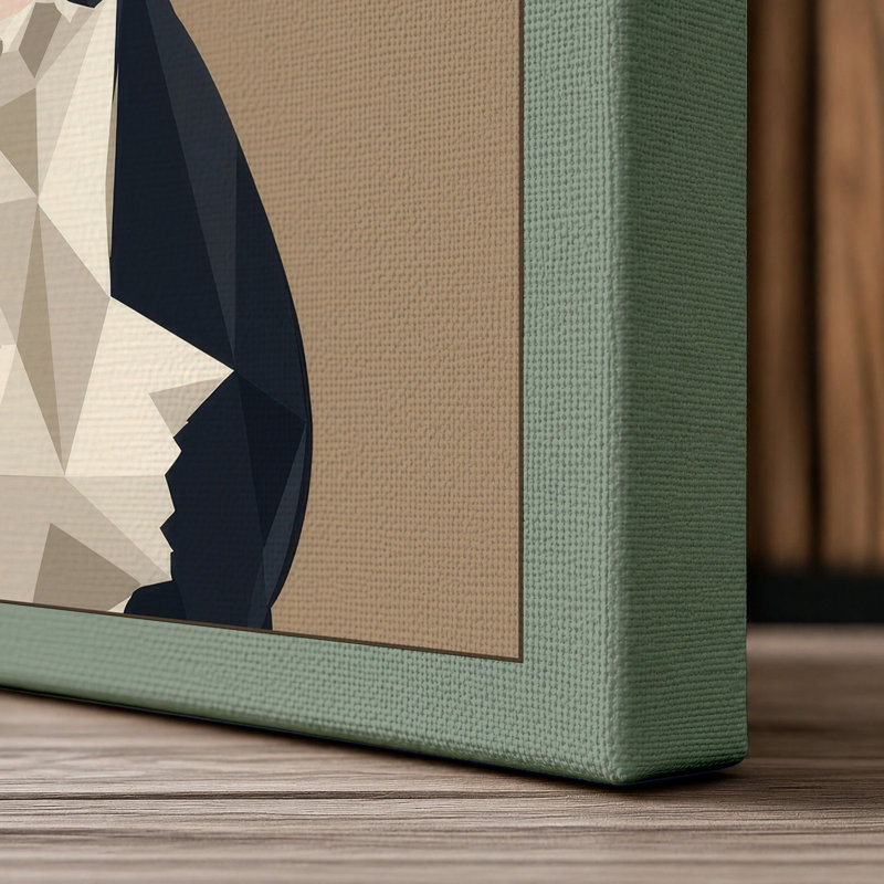 Boston Terrier Geometric - Wrapped Canvas, 36x24 - 91.4 x 61.0 cm, Sage Border