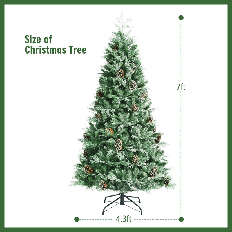 Arbre de Noël pin vert 6 pi et pommes de pin, H 7 pi