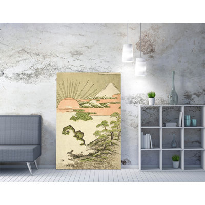 Isoda Koryusai, View of Mount Fuji at sunrise on - Canvas Wall Art Print Picture