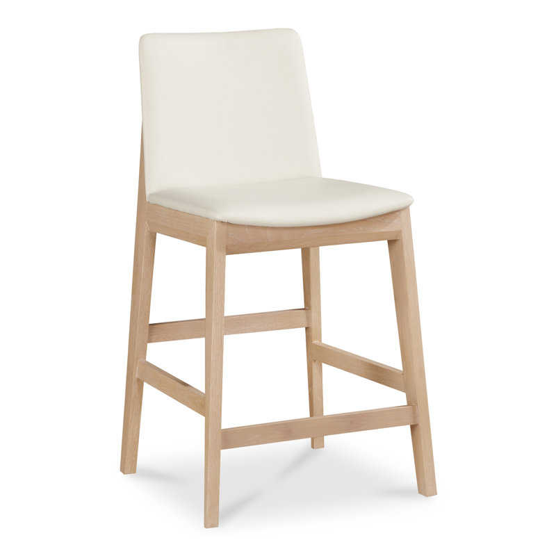 Deco Counter Stool White PVC, Oak, Counter Stool (26” Seat Height)