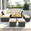 Ensemble de mobilier de patio, ensemble de conversation d'extérieur 10 pièces, table basse avec repose-pieds, table basse en bois massif