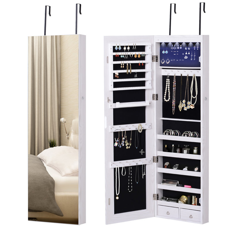 Jewelry Cabinets with Mirror, Door Hanging/Wall Mounted Jewelry Armoire
