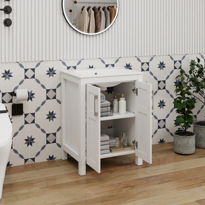 Meuble-lavabo 24 po avec lavabo encastré, Blanc