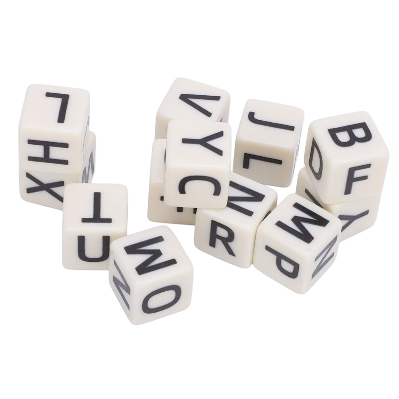 Jeu de dés à 6 faces, lettre anglaise créative avec étui pour camping