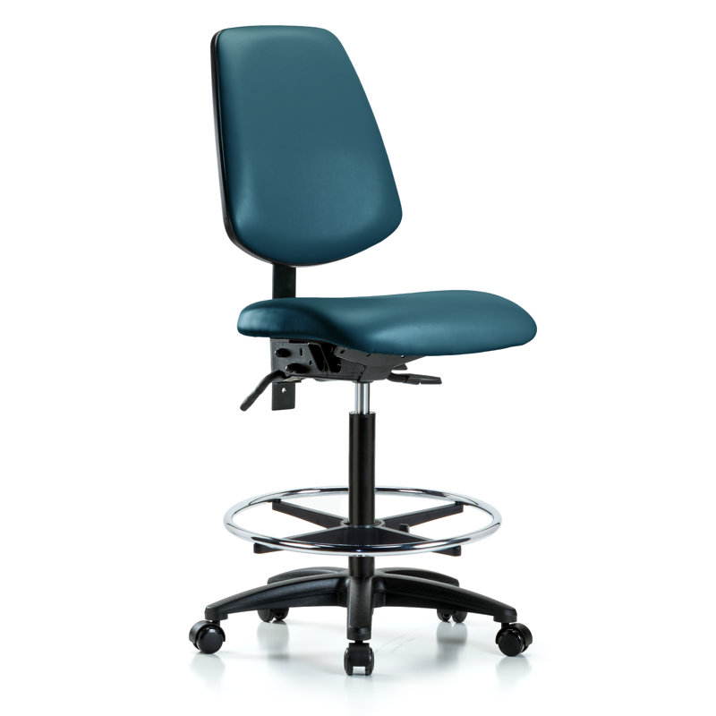 Chaise de travail ergonomique Lassus, Bleu marine, Roulettes, Non