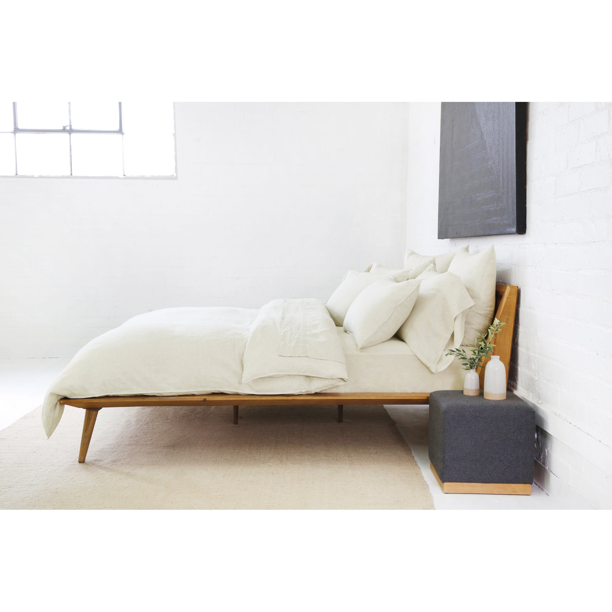 Parker 100% Linen Sham Set, Cream